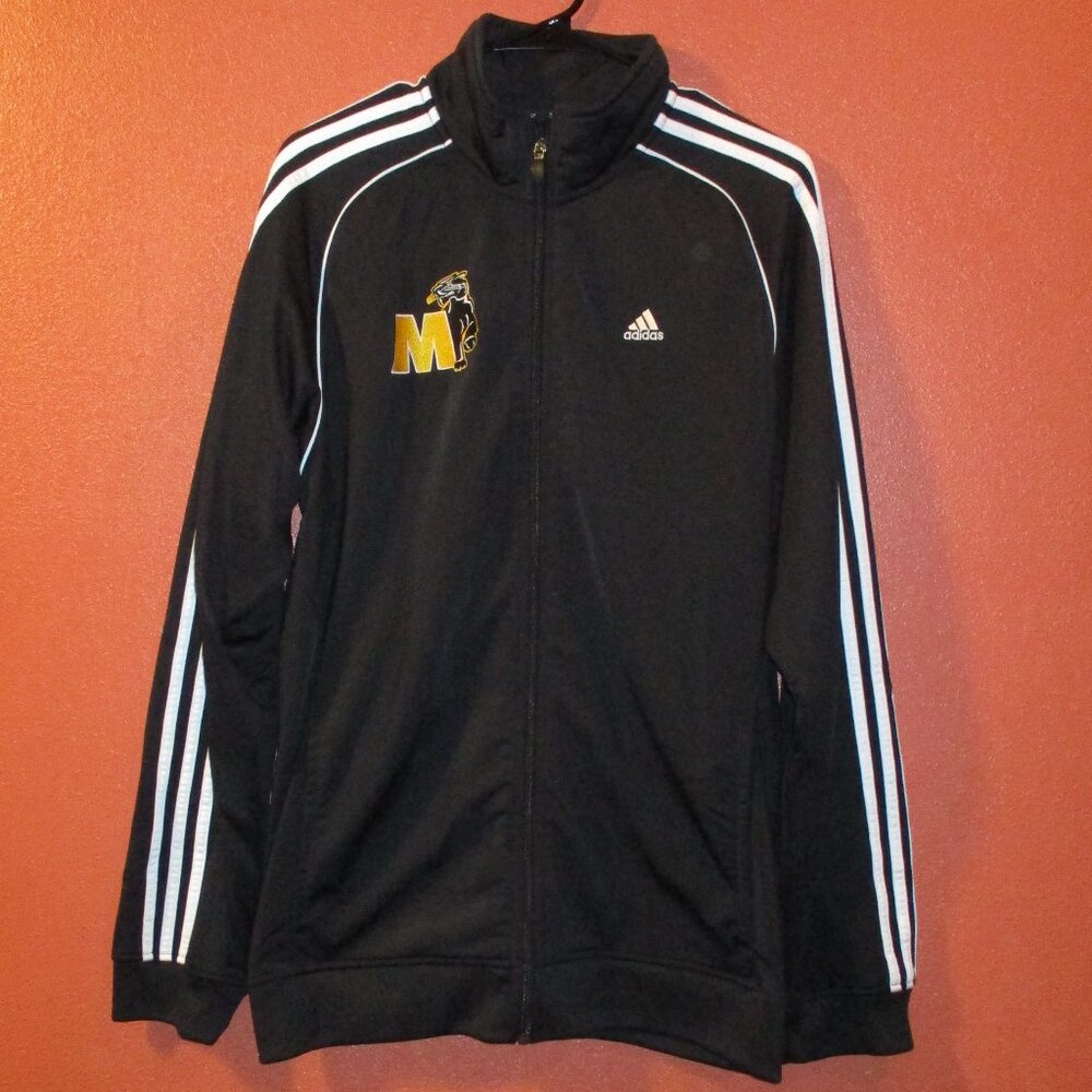 Adidas Jacket Michigan University Men Medium Black Yellow Full Zip Pocket Jacket